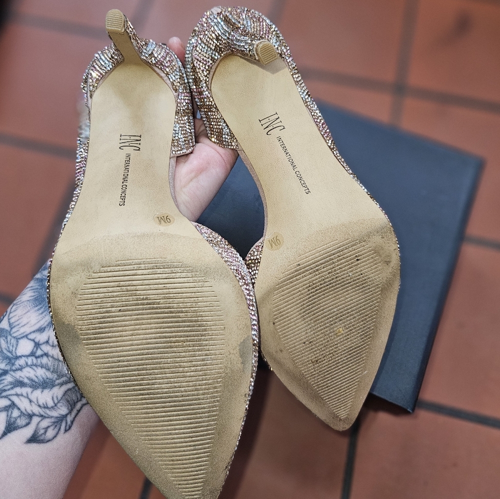 INC Rhinestone Plaid Heels - Picture 5 of 7